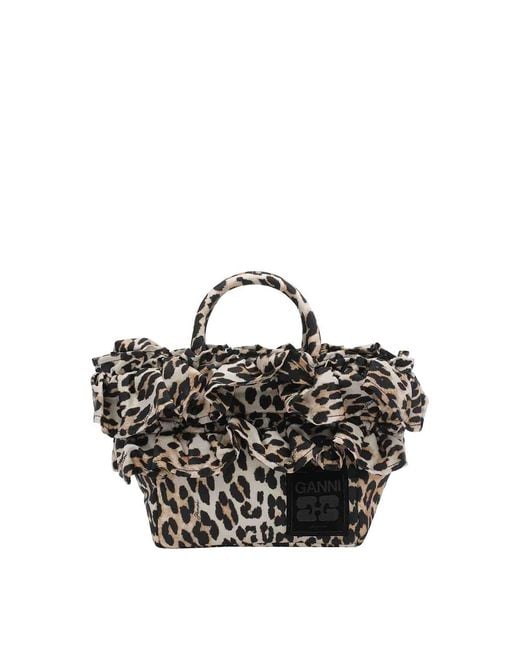 Ganni Black Mini Shopper Logo Handbag