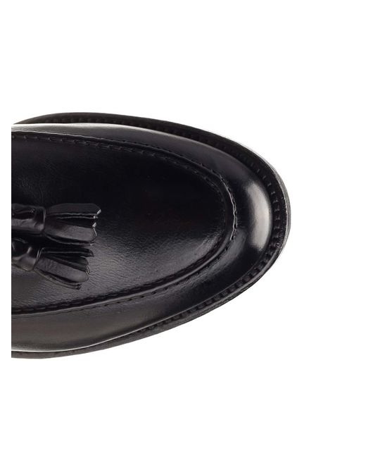 Corvari Black Leather Loafer With Tassels for men