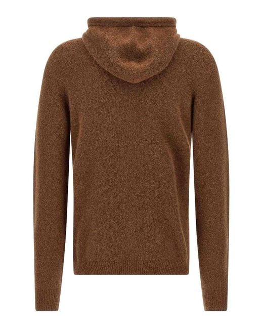 Roberto Collina Brown Hooded Sweater for men