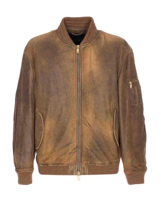 Golden Goose Men's Brown French Roast Journey Lamb Leather Jacket