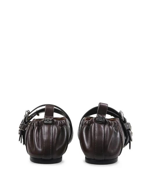 Ganni Black Sue Triple Ballerina