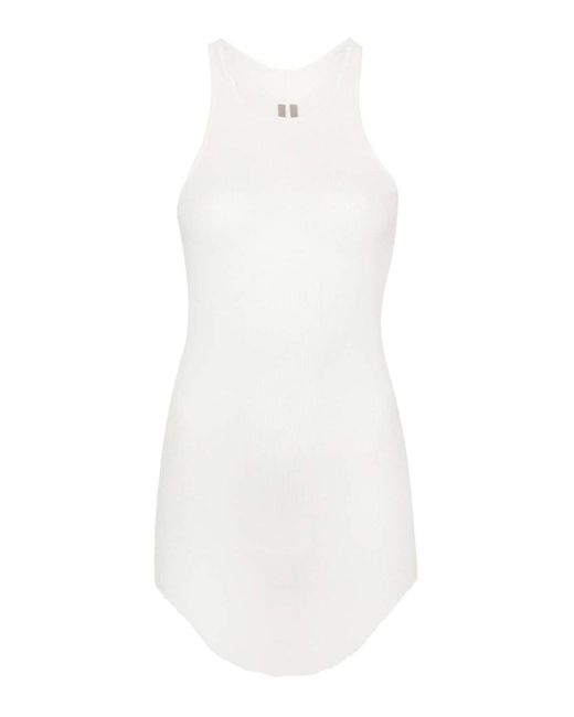 Rick Owens White Fine-ribbed Tank Top