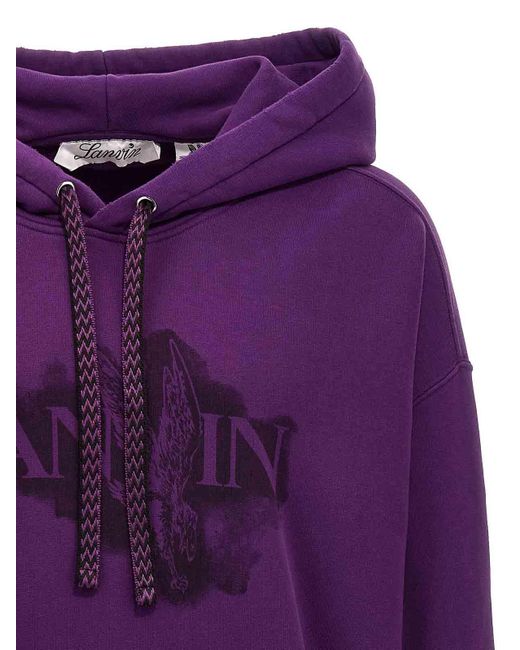 Lanvin Purple Logo Print Hoodie for men