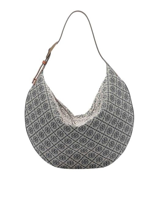 Borsa T Monogram Balloon di Tory Burch in Gray