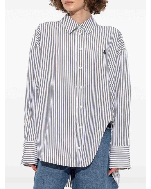 The Attico Gray Striped Cotton Shirt