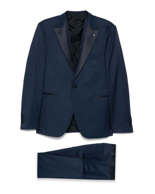 Tagliatore Blue Suit With Vest Jacket And Trousers for men