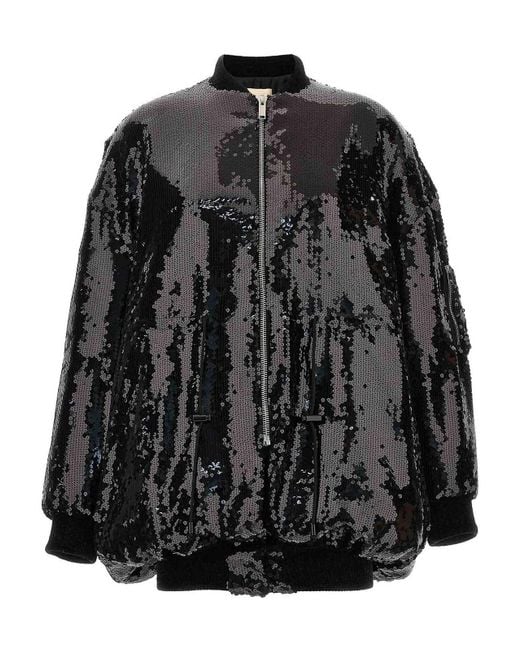 Alexandre Vauthier Black Sequin Bomber Jacket