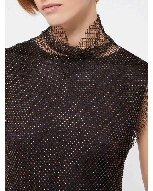 Sportmax Brown Empoli Sleeveless Dress With Rhinestones By