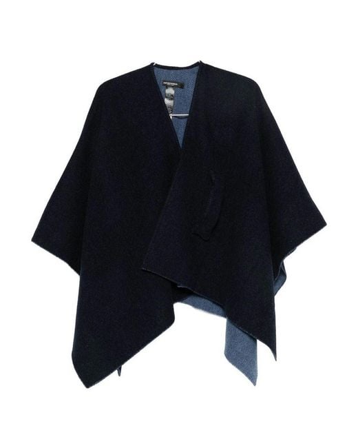 Emporio Armani Blue Wool Cape