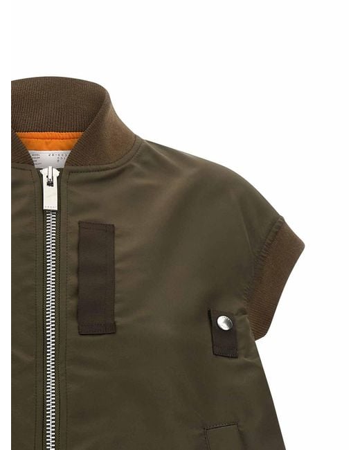 Sacai Green Asymmetrical Hem Vest