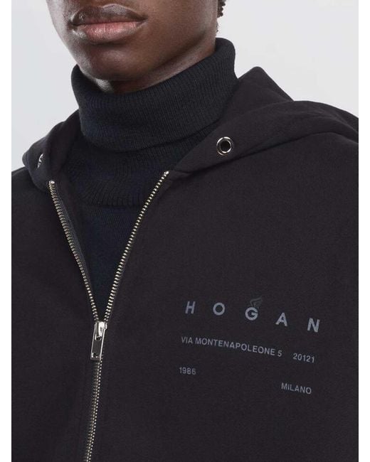 Hogan Black Zipper Hoodie for men