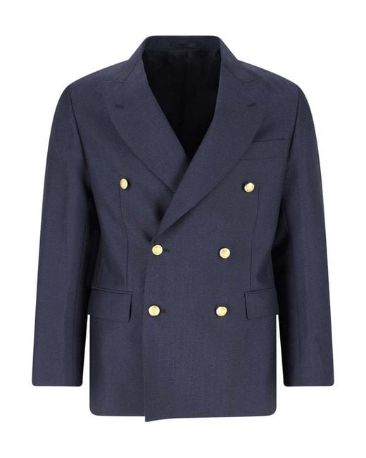 Kaptain Sunshine Blue Double-Breasted Blazer for men