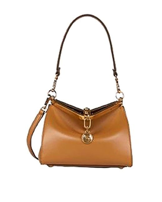 Etro Brown Vela Small Ochre Calf Leather Shoulder Bag