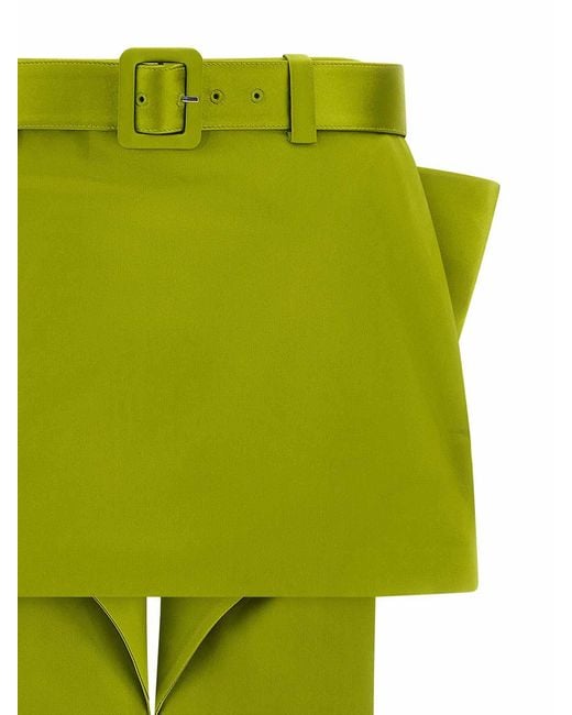 Self-Portrait Green Maxi Bow Skirt