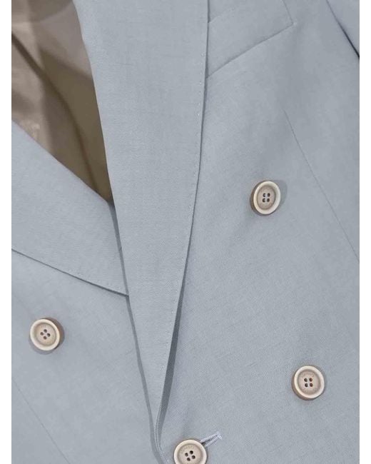 Eleventy Blue Double-Breasted Suit for men