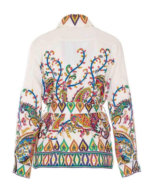 Etro White Jacket With Logo Buttons Closure