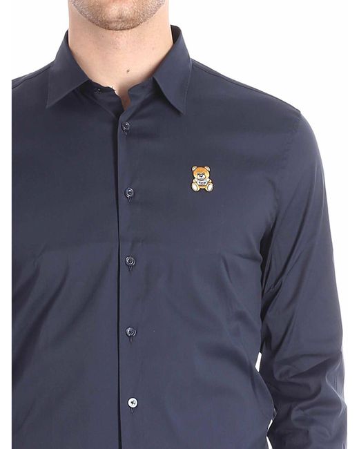 Moschino Blue Shirt With Mini Teddy Bear for men