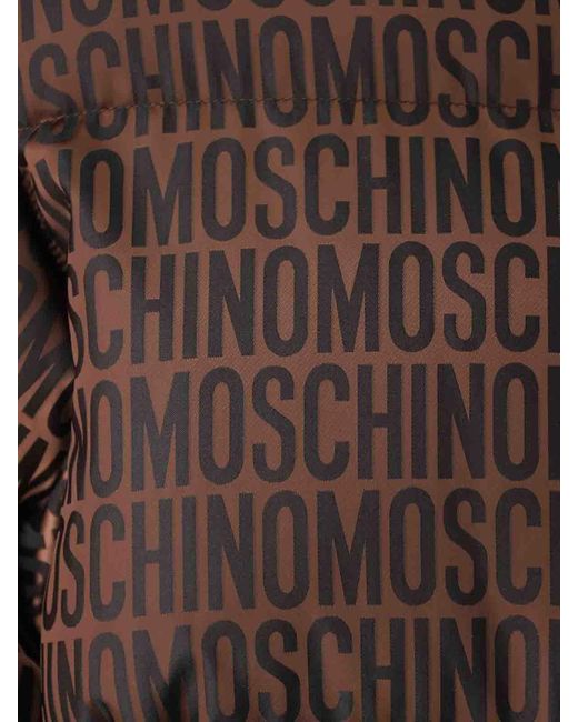 Moschino Brown Logo Duffle Coat for men