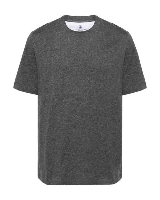 Brunello Cucinelli Gray Crew-Neck T-Shirt for men