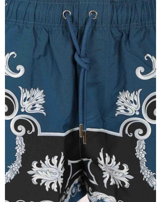 Versace Blue Baroque Swim Shorts for men