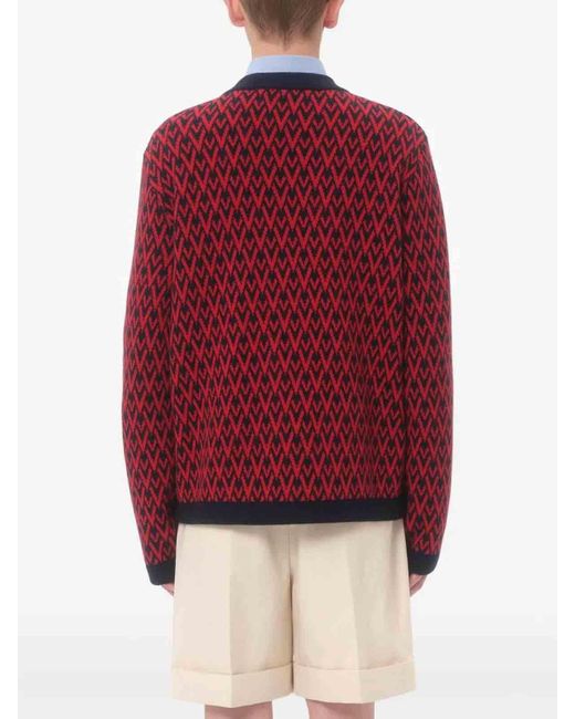 Valentino Red 'Toute La V' Cardigan for men