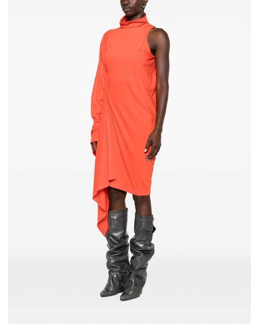 Balenciaga Red Draped Midi Dress
