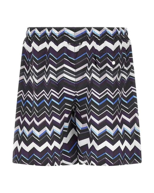 Missoni Blue Irregular Zig Zag Swimsuit for men