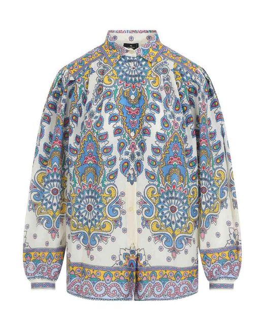 Etro Blue Cotton And Silk Blouse