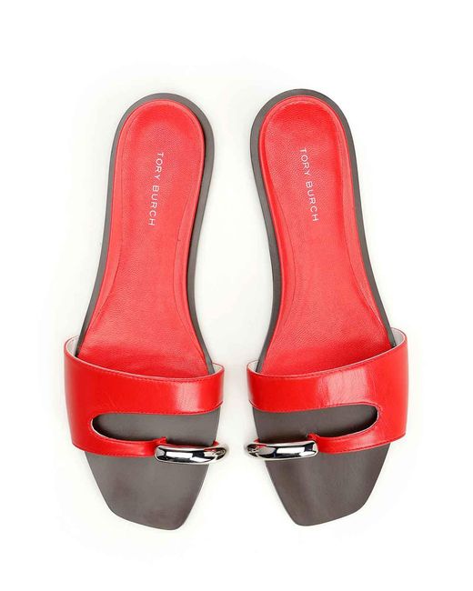 Tory Burch Red Pierced Slider