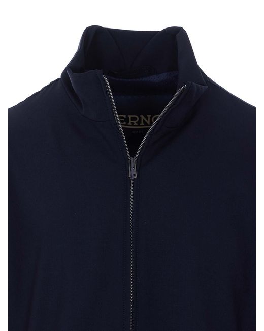 Herno Blue Bomber With Frontal Zip Closure for men