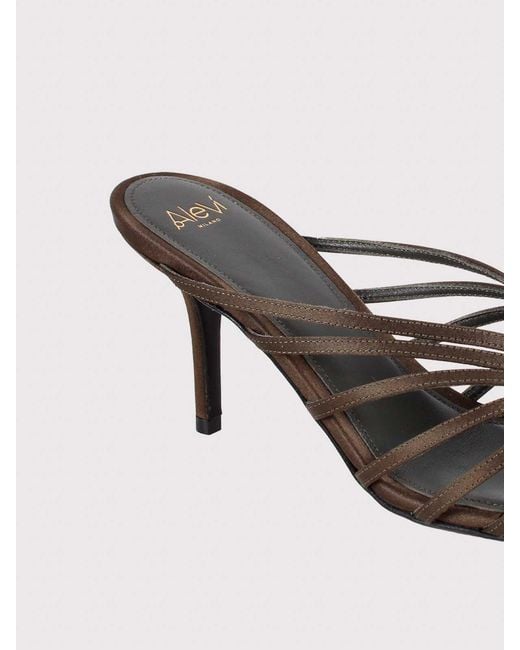 ALEVI Green Satin Mules With Diana Pearl