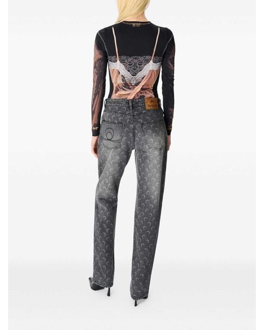 MARINE SERRE Gray Moon Denim Cotton Jeans
