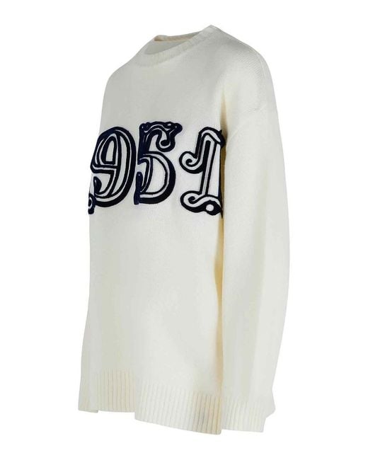 Max Mara Gray Logo-Embellishment Crew-Neck Sweater