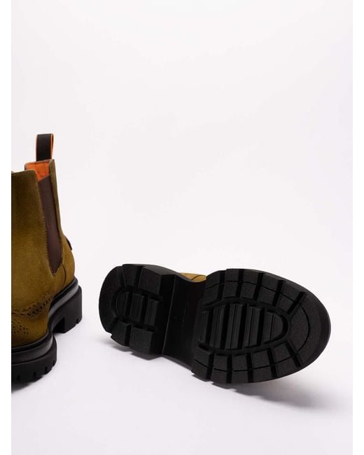 Santoni Brown Leather Logo-Patch Chelsea Boots for men