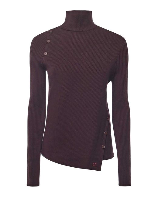 Courreges Purple Sweater With Slanted Buttons