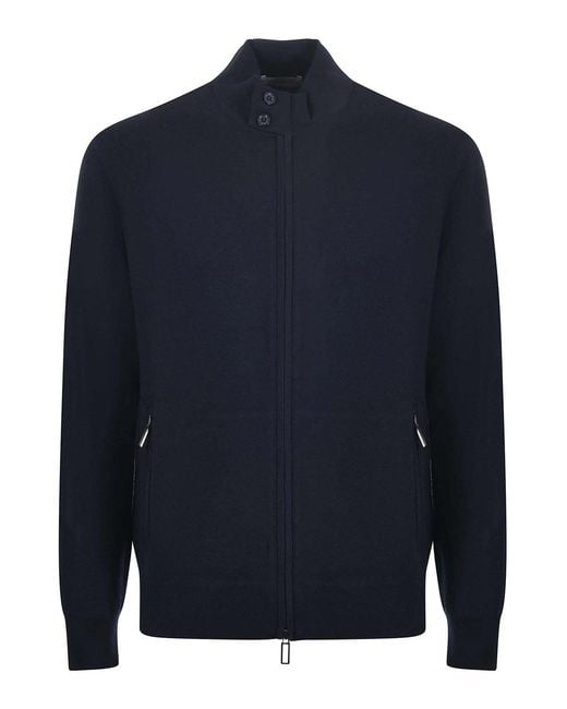 Paolo Pecora Blue Wool And Cotton Blend Cardigan for men