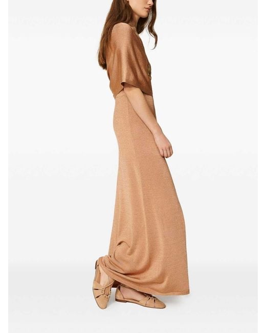 Twinset Natural Long Lurex Knitted Cross Dress