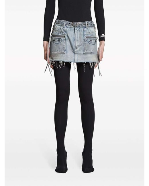 Balenciaga Blue Cagole Denim Mini Skirt