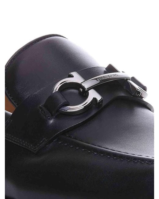 Ferragamo Black Foster Loafers With Gancini Logo for men
