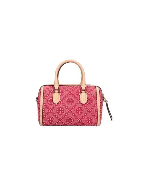 Tory Burch Pink T Monogram Petite Barrel Handbag