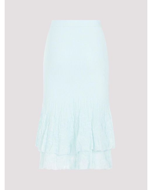 Bottega Veneta Blue Cotton Midi Skirt
