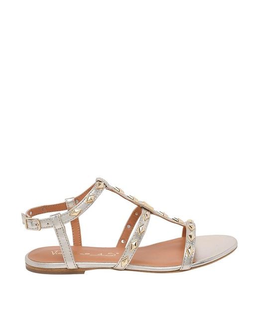 Via Roma 15 Gray Platinum Sandals