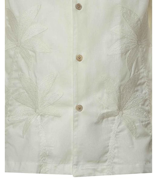 Eleventy White Cotton Bowling Shirt for men