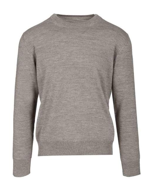 MM6 by Maison Margiela Gray Crewneck Sweater With Patches for men