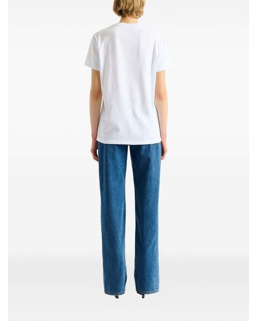 Balmain White Embroidered Paris T-Shirt