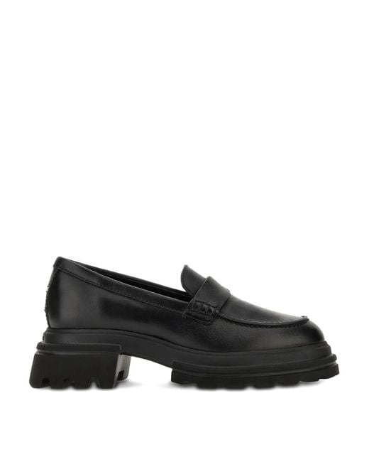 Hogan Black 10-Storey Smooth Leather Loafers