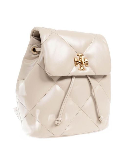 Tory Burch Natural Kira Diamond Small Leather Backpack