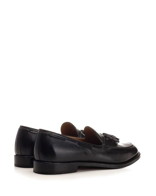 Corvari Black Leather Loafer With Tassels for men