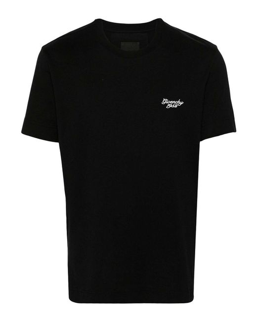 Givenchy Black Logo-embroidered T-shirt for men