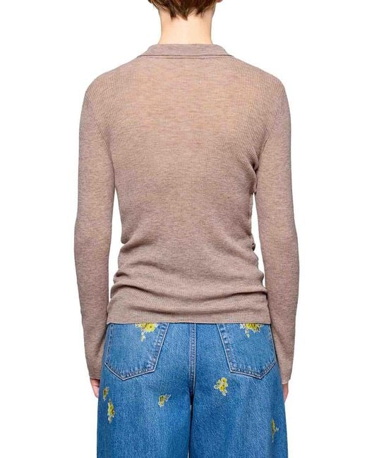 Ganni Natural Semi-Transparent Wool Polo